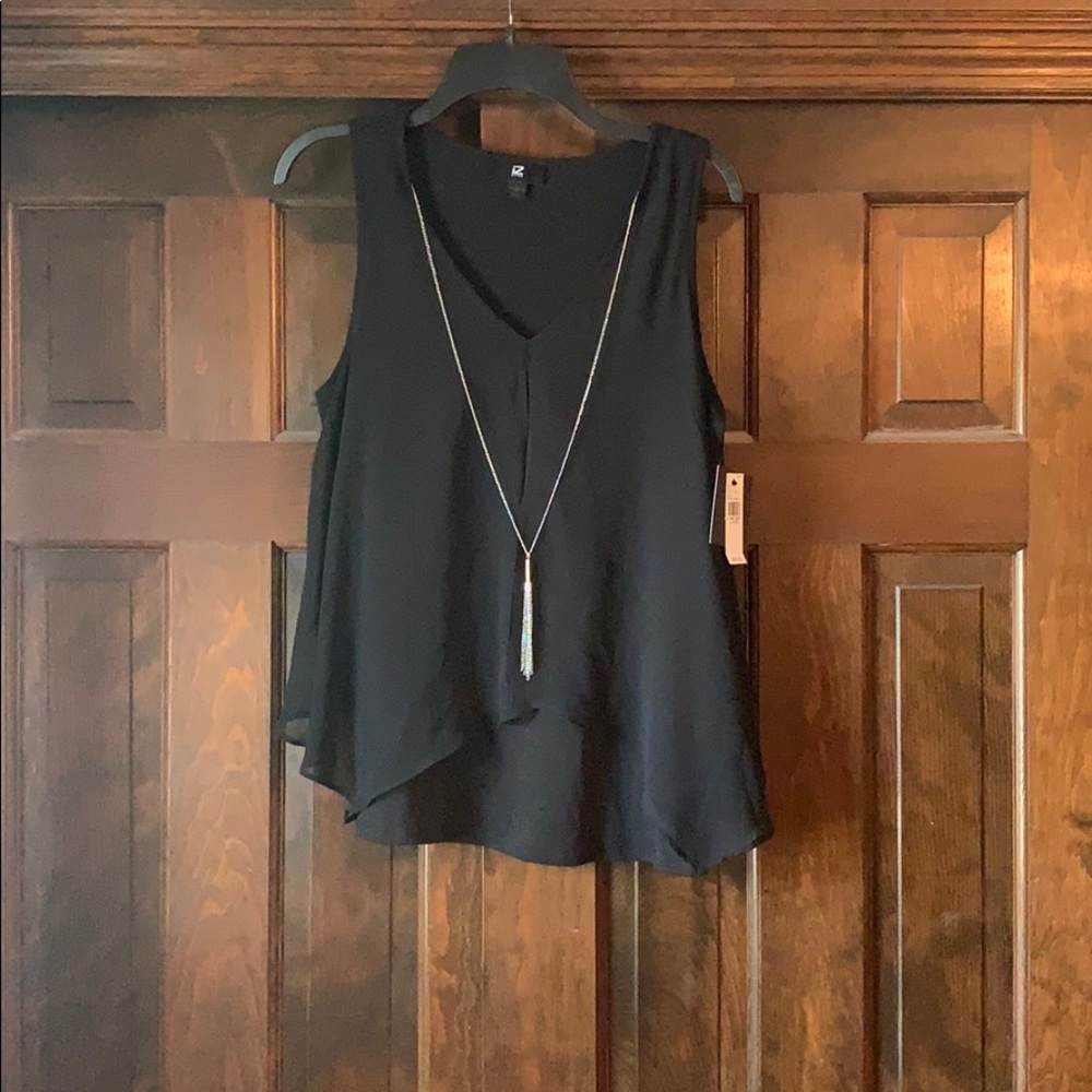 Black Dressy Top w/necklace attached